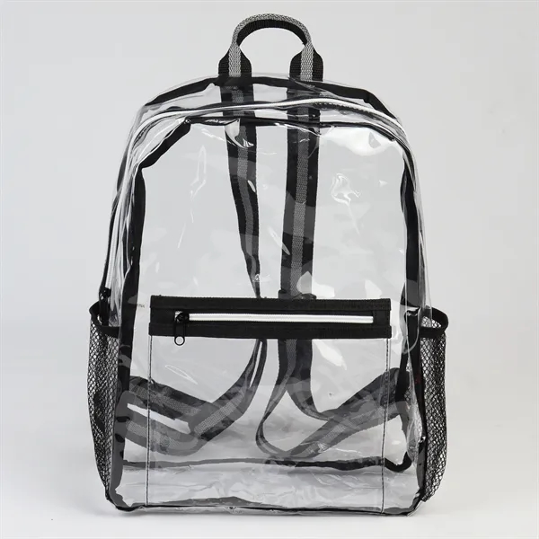 Zippered clear backpack with front zippered pocket. 2 sides mesh pockets... from ASI 68190 Lungsal / Lungsal