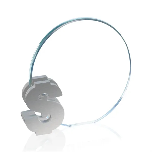 Dollar - Starfire/Aluminum 5" award.... from ASI 84592 St Regis Group / Prestige Glass