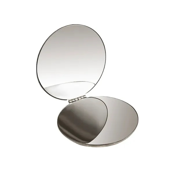 Stainless steel foldable compact makeup mirror plus laser engraving on 1... from ASI 37218 Athena Promo (tm)