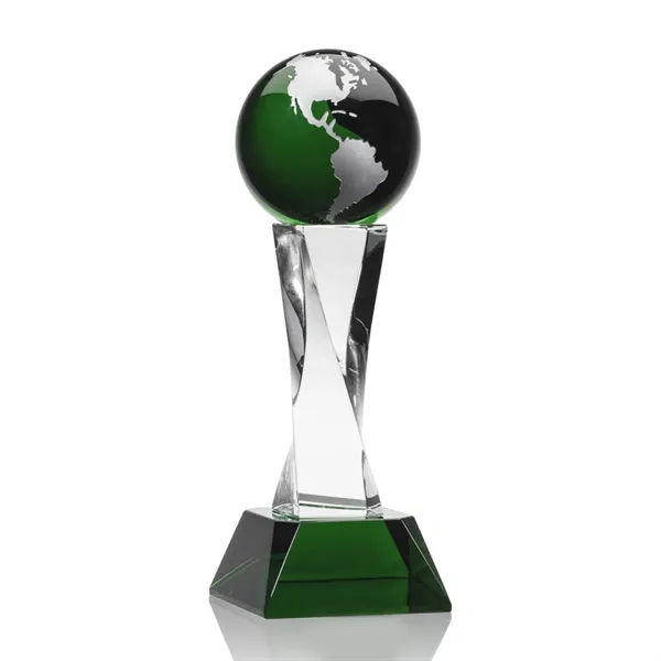 The Langford Globe Award features an elegant 4" Green Optical Crystal... from ASI 84592 St Regis Group / St Regis