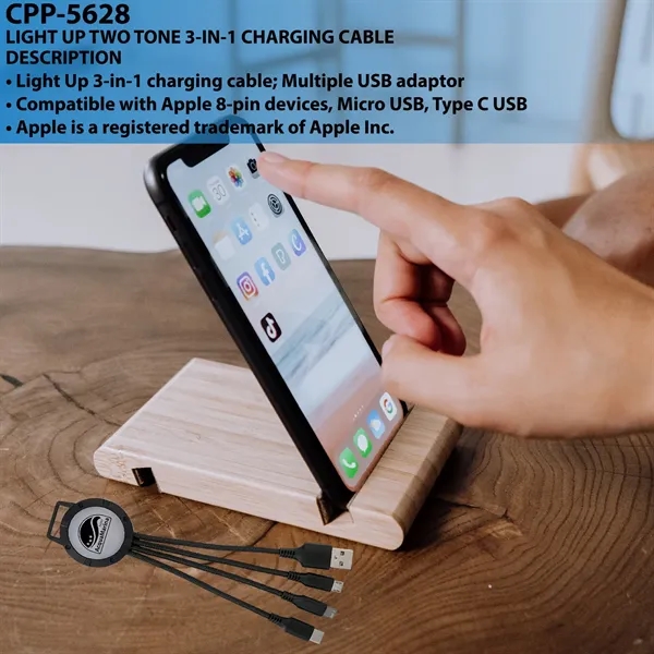 LIGHT UP TWO TONE 3-IN-1 CHARGING CABLE... from ASI 30208 A P Specialties / AP Specialties