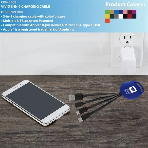 VIVID 3-IN-1 CHARGING CABLE... from ASI 30208 A P Specialties / AP Specialties