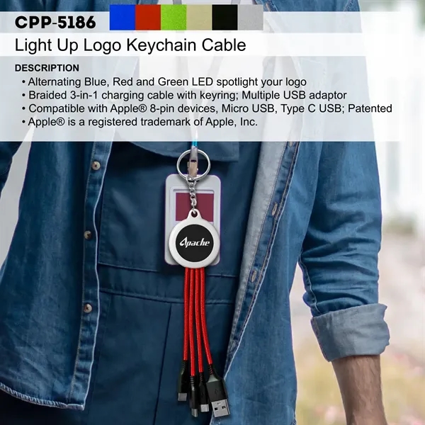 LIGHT UP LOGO KEYCHAIN CABLE... from ASI 30208 A P Specialties