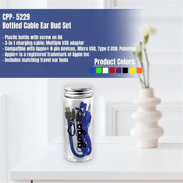 BOTTLED CABLE EAR BUD SET... from ASI 30208 A P Specialties / AP Specialties