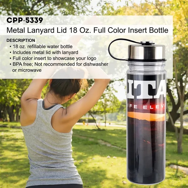 Metal Lanyard Lid 18 oz. Full Color Insert Bottle... from ASI 30208 A P Specialties / AP Specialties