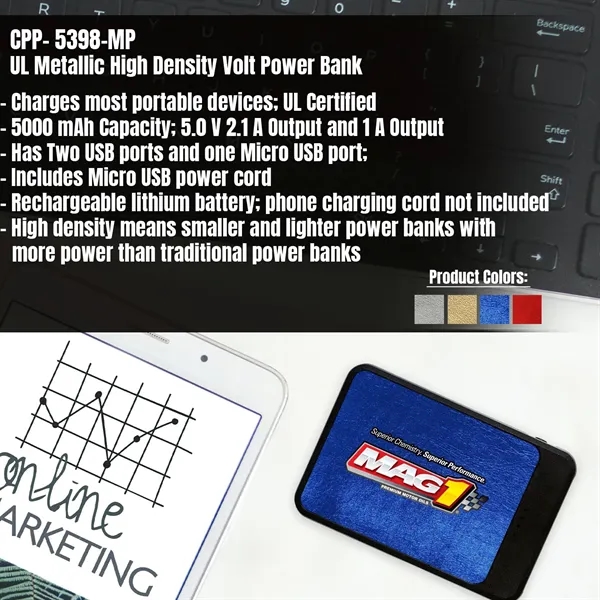 UL METALLIC HIGH DENSITY VOLT POWER BANK... from ASI 30208 A P Specialties / AP Specialties