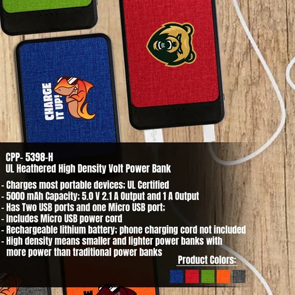 UL HEATHERED HIGH DENSITY VOLT POWER BANK... from ASI 30208 A P Specialties / AP Specialties