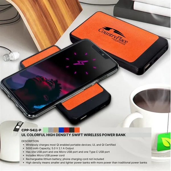 UL COLORFUL HIGH DENSITY SWIFT WIRELESS POWER BANK... from ASI 30208 A P Specialties / AP Specialties