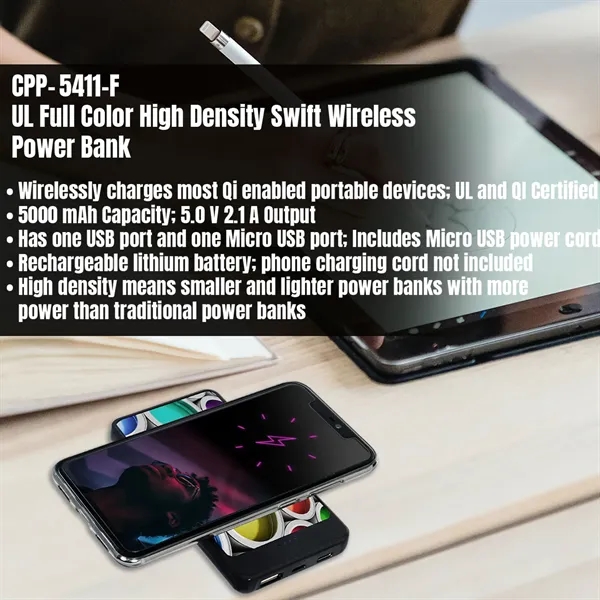 UL FULL COLOR HIGH DENSITY SWIFT WIRELESS POWER BANK... from ASI 30208 A P Specialties / AP Specialties