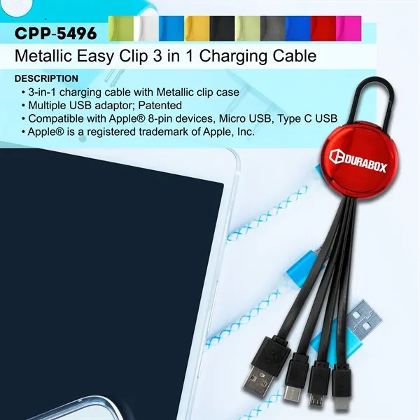 METALLIC EASY CLIP 3 IN 1 CHARGING CABLE... from ASI 30208 A P Specialties / AP Specialties