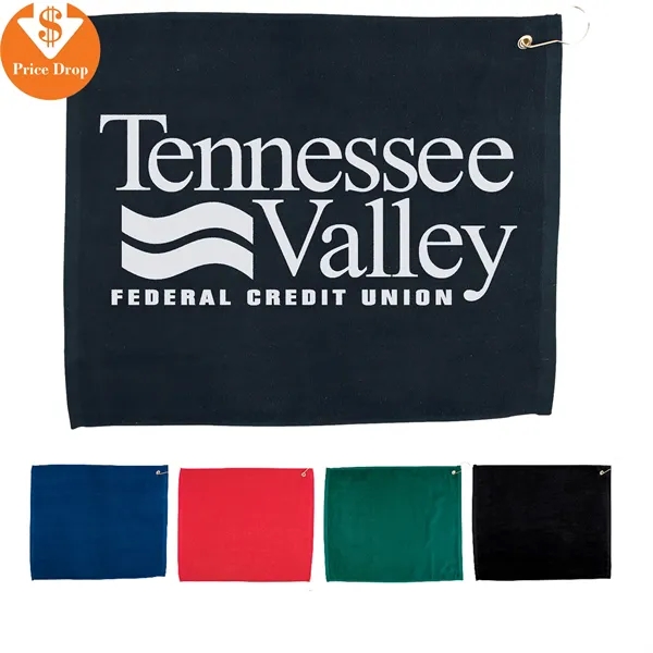 15" x 18" cotton velour hemmed golf towel with brass grommet... from ASI 57653 Gold Bond