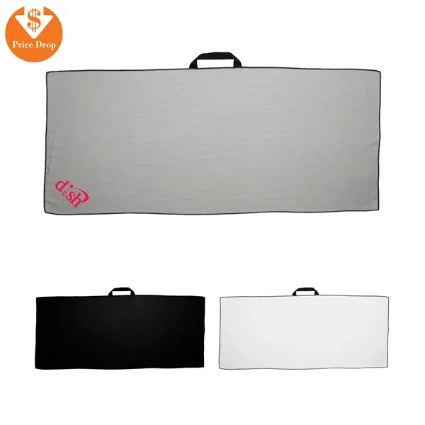 17" x 40" golf towel made of an 85/15 polyester and... from ASI 57653 Gold Bond