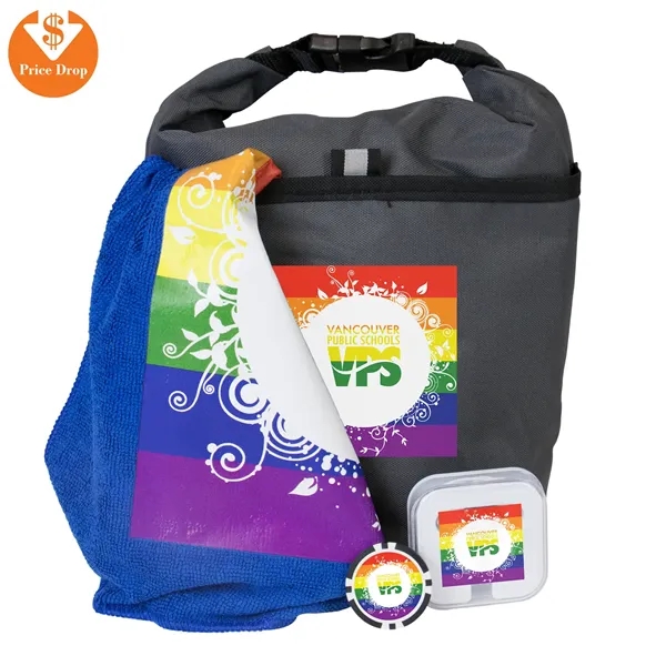 Golf kit with a poker chip ball marker, lunch bag, towel,... from ASI 57653 Gold Bond