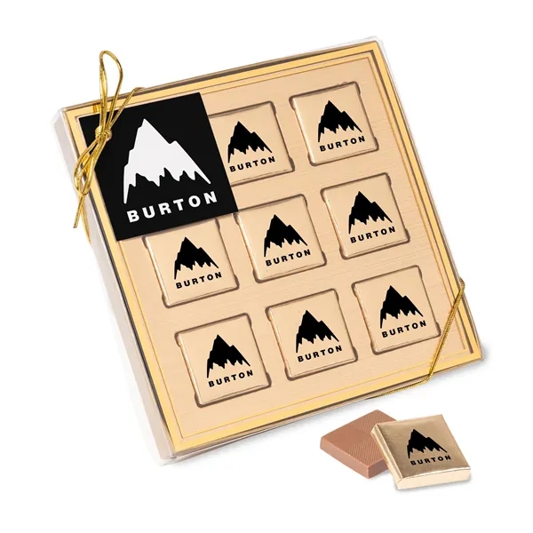 Nine Piece Chocolate Foiled Square Gift Box... from ASI 44900 NC Custom (CI/Lanco) / Chocolate Inn