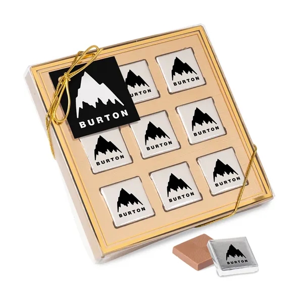 Nine Piece Chocolate Foiled Square Gift Box... from ASI 44900 NC Custom (CI/Lanco) / Chocolate Inn