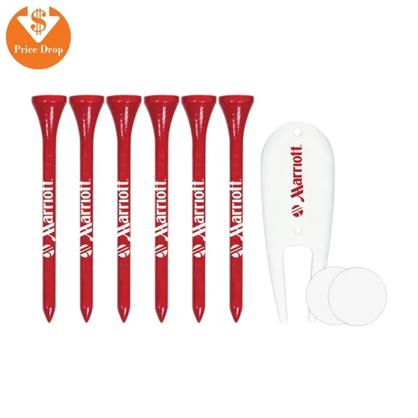 Golf tee pack with 6 tees, divot, and 2 ball markers.... from ASI 57653 Gold Bond