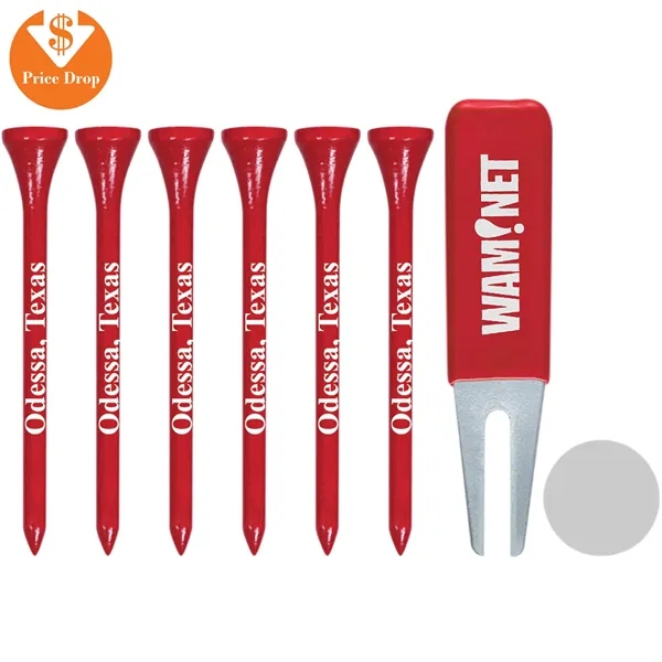 Golf set with 6 tees, divot tool, and ball marker.... from ASI 57653 Gold Bond