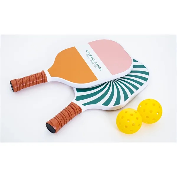 High-quality Pickleball Set featuring two fiberglass paddles with vibrant, edge-to-edge, full-color... from ASI 45657 Pop! Promos