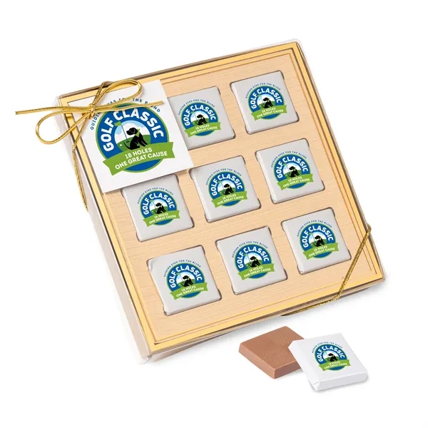 Nine Piece Chocolate Foiled Square Gift Box-Full Color... from ASI 44900 NC Custom (CI/Lanco) / Chocolate Inn