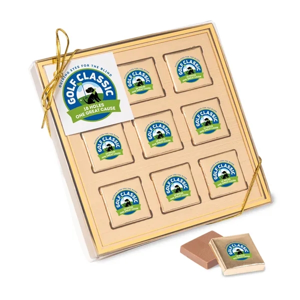 Nine Piece Chocolate Foiled Square Gift Box-Full Color... from ASI 44900 NC Custom (CI/Lanco) / Chocolate Inn