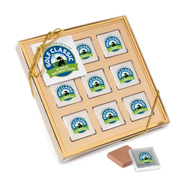 Nine Piece Chocolate Foiled Square Gift Box-Full Color... from ASI 44900 NC Custom (CI/Lanco) / Chocolate Inn