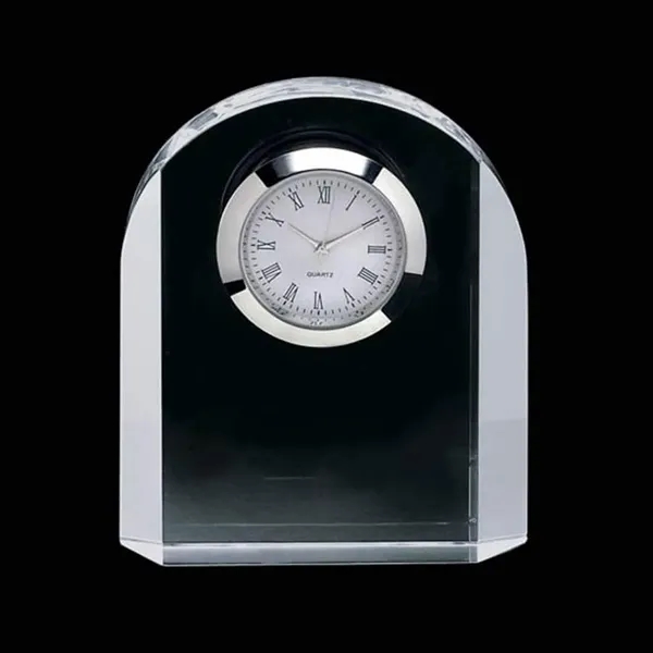 Optical crystal arched desk clock with chrome face.... from ASI 84592 St Regis Group
