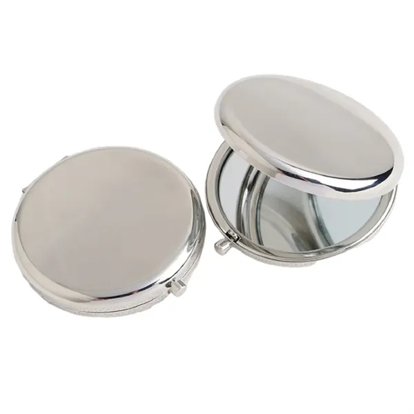Stainless steel folding compact makeup mirror plus laser engraving on front... from ASI 37218 Athena Promo (tm)