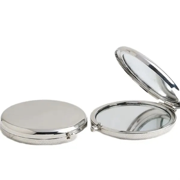 Stainless steel folding compact makeup mirror plus laser engraving on front... from ASI 37218 Athena Promo (tm)
