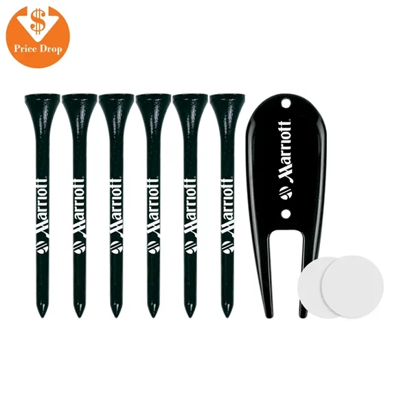 Golf accessories set with 6 tees (2 3/4"), divot tool and... from ASI 57653 Gold Bond