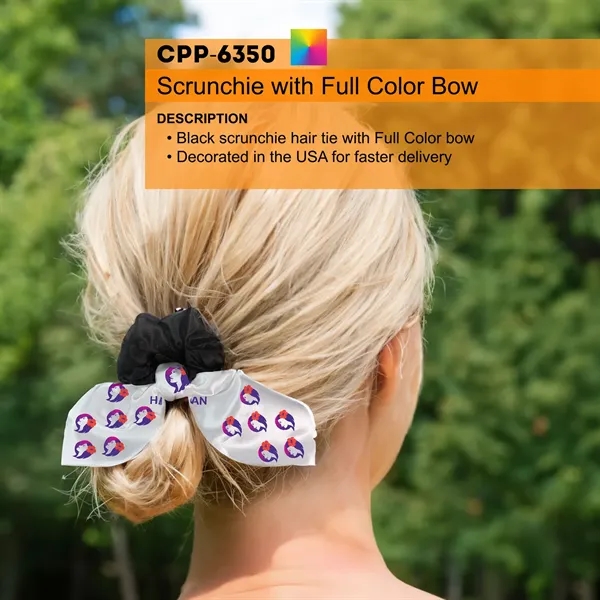 Scrunchie with Full Color Bow... from ASI 30208 A P Specialties / AP Specialties