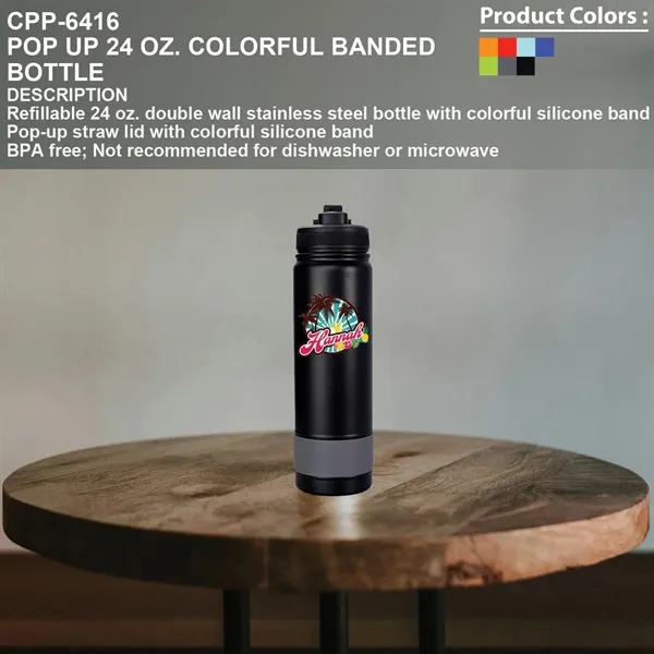 Pop Up 24 oz. Colorful Banded Bottle... from ASI 30208 A P Specialties / AP Specialties
