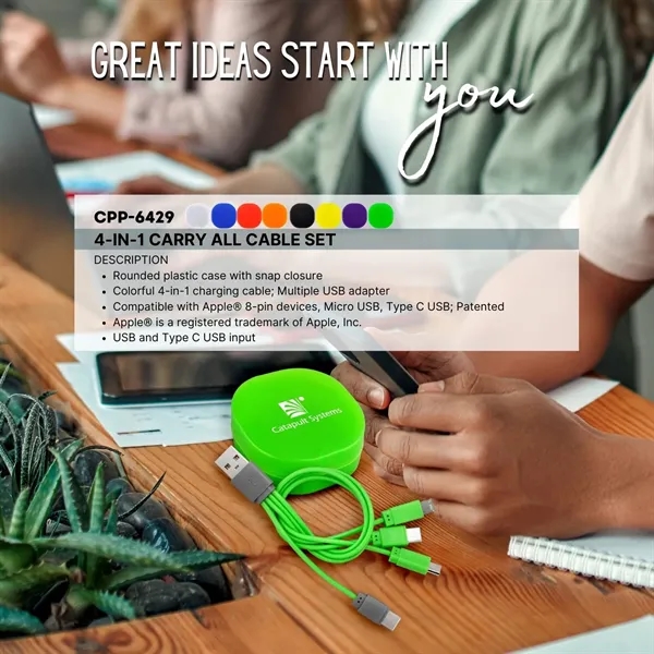 4-IN-1 CARRY ALL CABLE SET... from ASI 30208 A P Specialties / AP Specialties