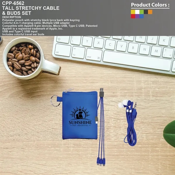 Tall Stretchy Cable & Buds Set... from ASI 30208 A P Specialties / AP Specialties