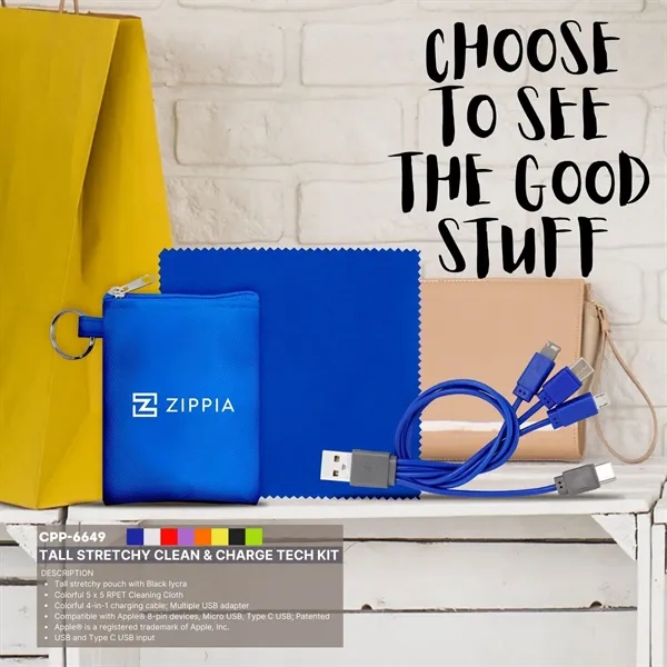 Tall Stretchy Clean & Charge Tech Kit... from ASI 30208 A P Specialties / AP Specialties