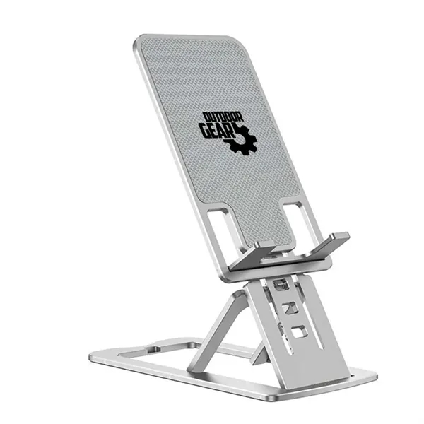 Foldable aluminum phone and tablet stand with dual-hinge adjustment for multiple... from ASI 39552 BEL Promo
