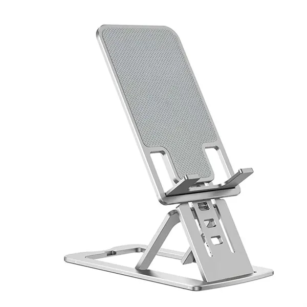 Foldable aluminum phone and tablet stand with dual-hinge adjustment for multiple... from ASI 39552 BEL Promo