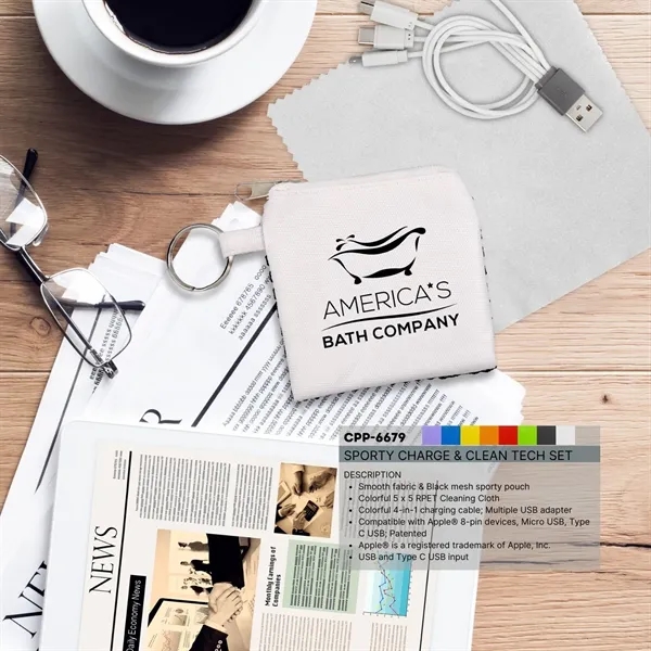 Sporty Charge & Clean Tech Set... from ASI 30208 A P Specialties / AP Specialties