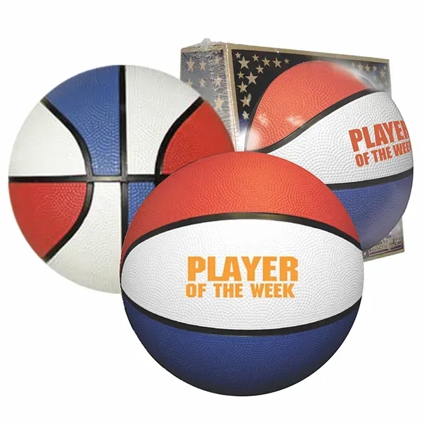 Full size rubber basketball (29.5" when inflated) with red, white and... from ASI 55675 Galaxy Balloons Inc / Galactic Fun Time Line