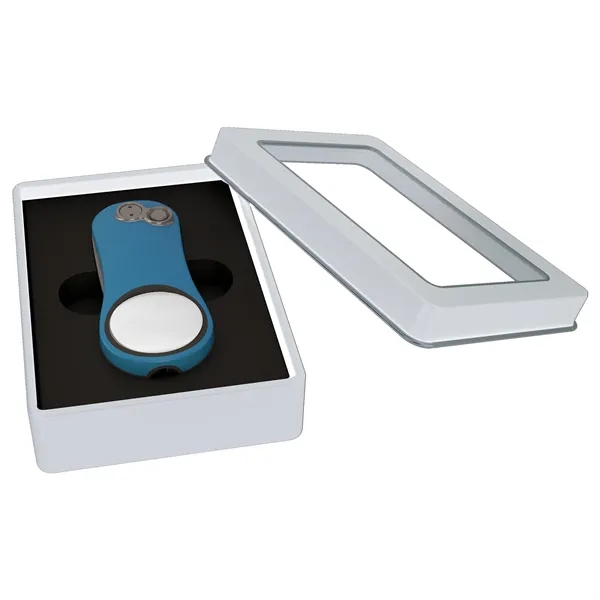 Divot with a rubber grip, magnetized ball marker, and tin.... from ASI 57653 Gold Bond