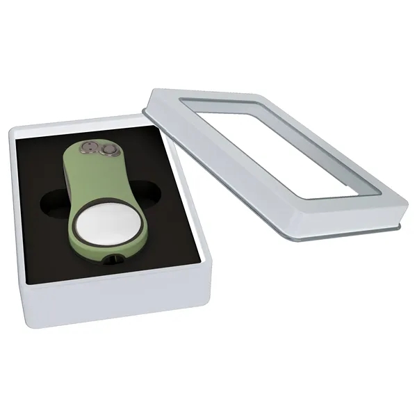 Divot with a rubber grip, magnetized ball marker, and tin.... from ASI 57653 Gold Bond