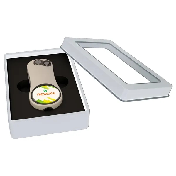 Divot with a rubber grip, magnetized ball marker, and tin.... from ASI 57653 Gold Bond