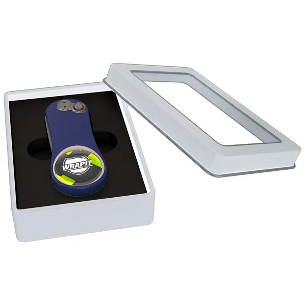 Divot with a ball marker and gift box.... from ASI 57653 Gold Bond