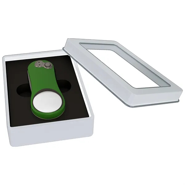 Divot with a ball marker and gift box.... from ASI 57653 Gold Bond