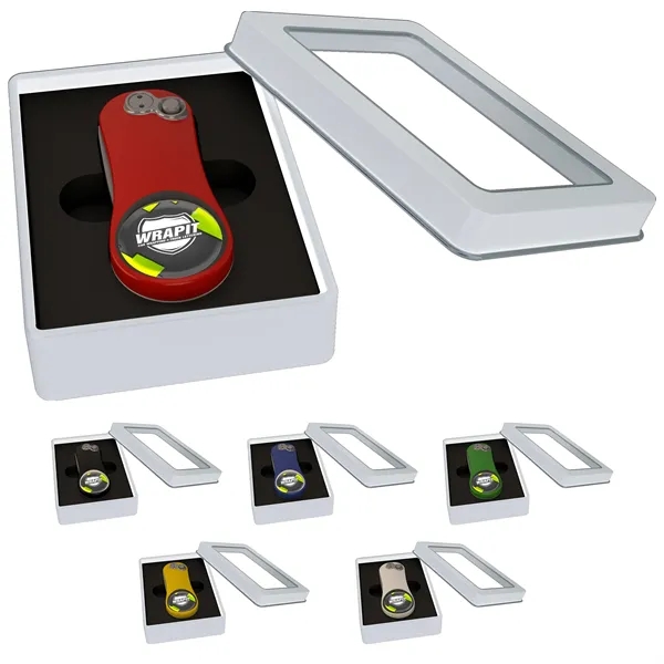 Divot with a ball marker and gift box.... from ASI 57653 Gold Bond