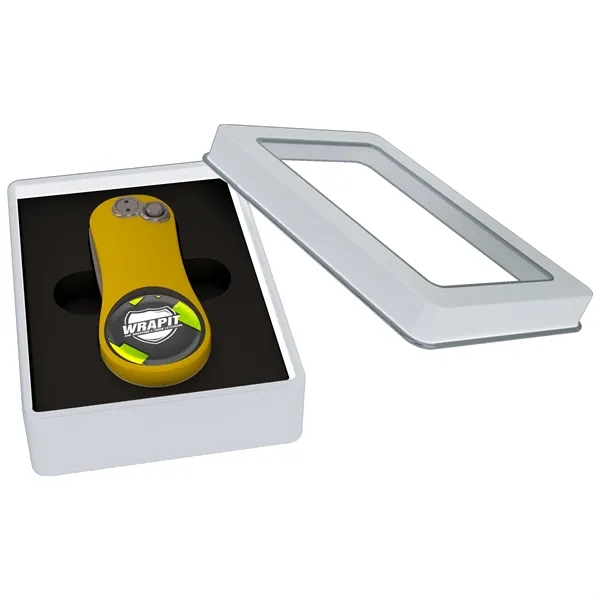 Divot with a ball marker and gift box.... from ASI 57653 Gold Bond