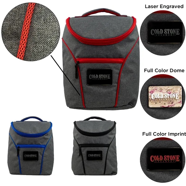 Cooler backpack with a plush foam backing, straps, zipper opening, and... from ASI 57653 Gold Bond