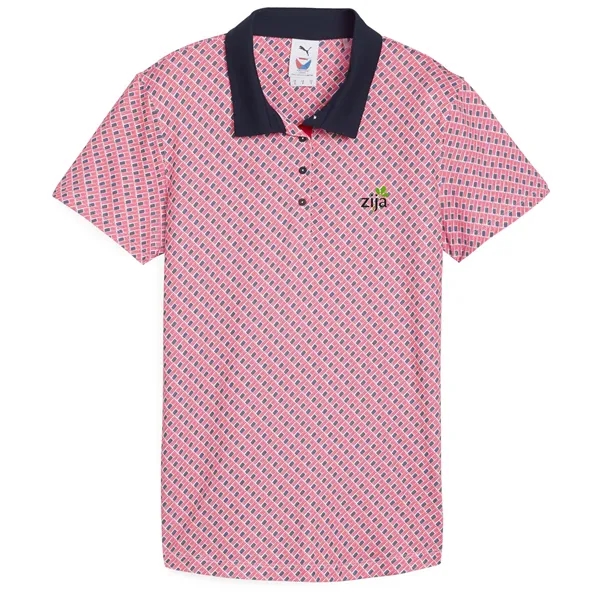 Women's performance golf polo with flag print.... from ASI 57653 Gold Bond