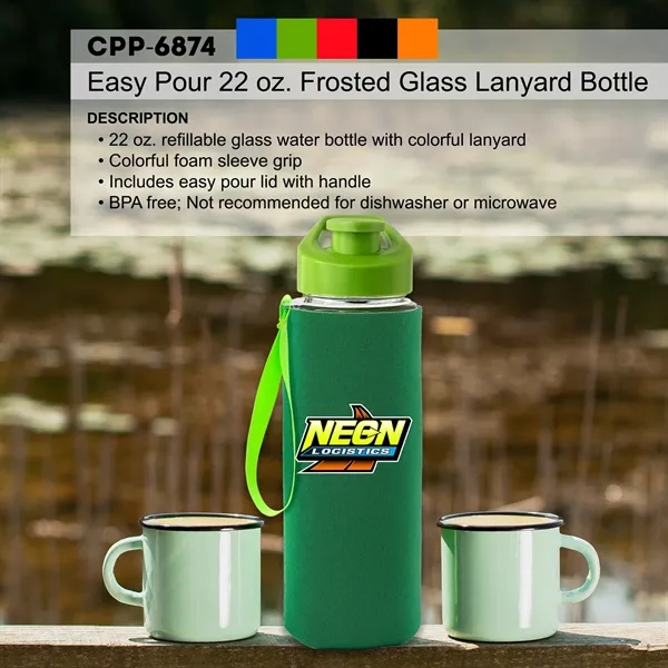 Easy Pour 22 oz Frosted Glass Sleeve Lanyard Bottle... from ASI 30208 A P Specialties / AP Specialties