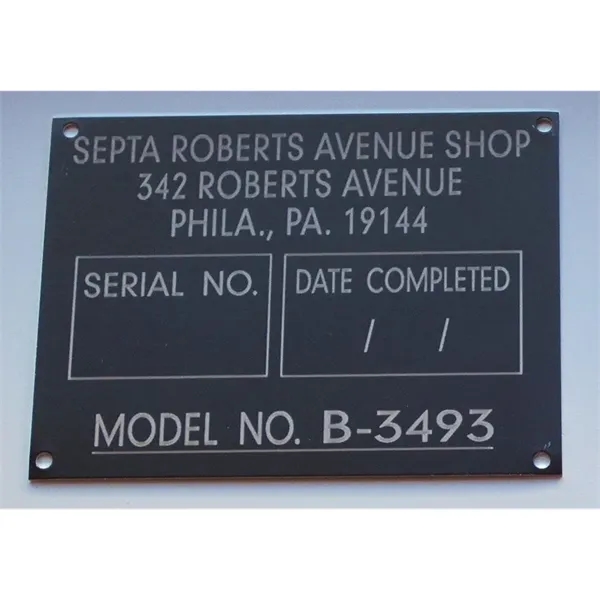 Laser engraved aluminum ID and name plates. Sizes up to 144... from ASI 41080 Nelson Boone Co Inc / Alumaline® & Brass