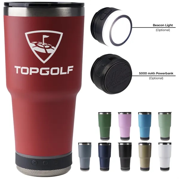 28-ounce bottle with double-wall insulation, Bluetooth speaker, microphone, and LED light.... from ASI 57653 Gold Bond